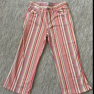 children's place girls size 10 stretch capri length striped multicolored jeans